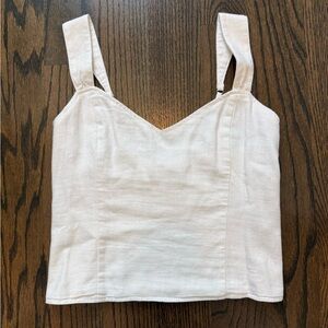 Elegant White Linen Blend Women's Top